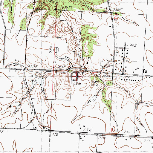 Topographic Map of Trivoli Cemetery, IL