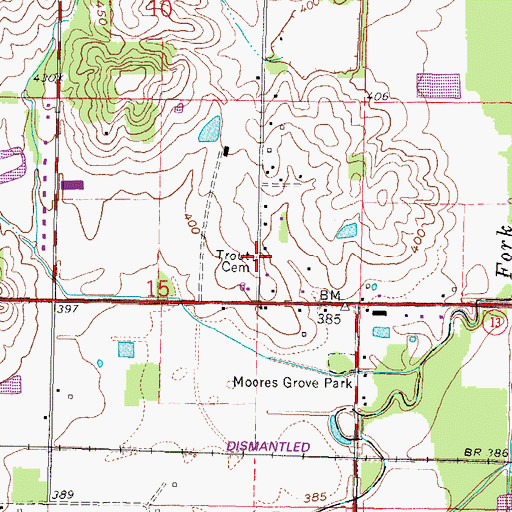 Topographic Map of Trout Family Cemetery, IL