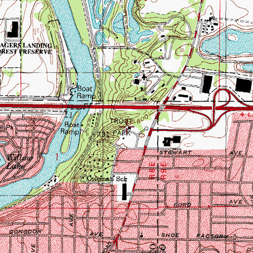 Topographic Map of Trout Park, IL