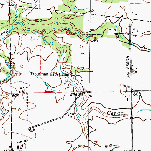 Topographic Map of Troutman Grove Cemetery, IL