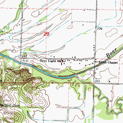 Topographic Map of True Light Church, IL