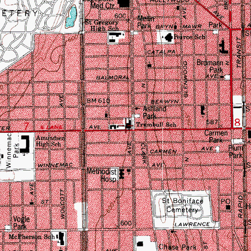 Topographic Map of Trumbull Elementary School, IL