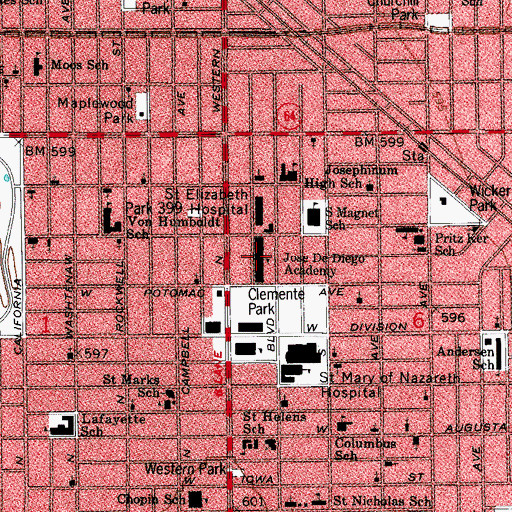 Topographic Map of Jose De Diego Academy, IL