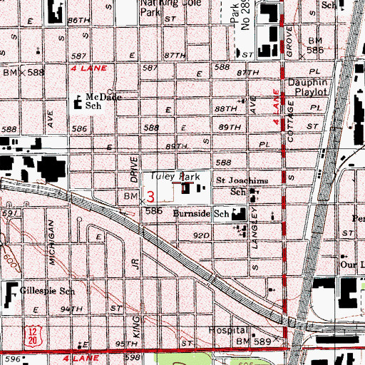 Topographic Map of Tuley Park, IL