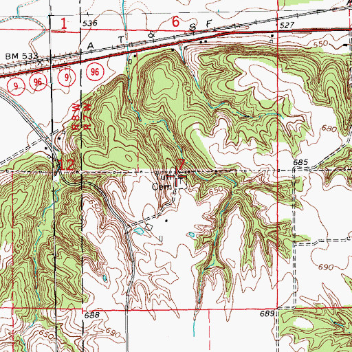 Topographic Map of Tull Cemetery, IL