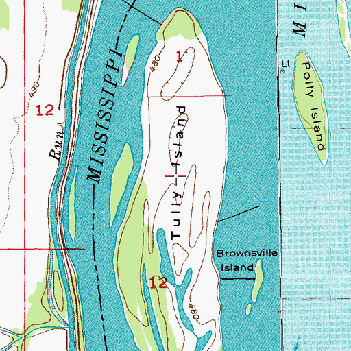 Topographic Map of Tully Island, IL