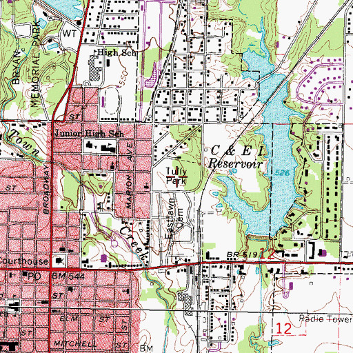 Topographic Map of Tully Park, IL