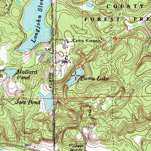 Topographic Map of Tuma Lake, IL