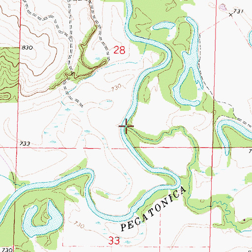 Topographic Map of Tunnison Creek, IL