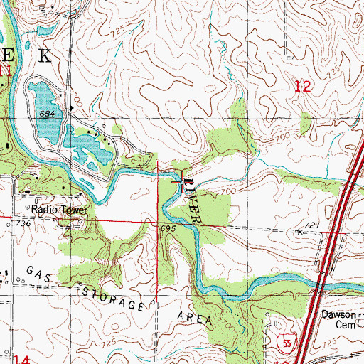 Topographic Map of Turkey Creek, IL