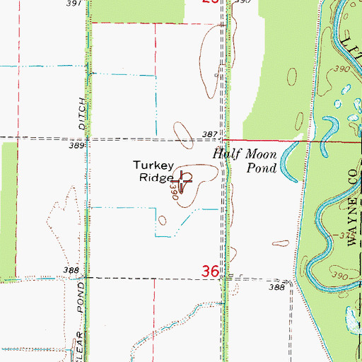 Topographic Map of Turkey Ridge, IL