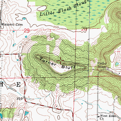 Topographic Map of Turner Bluff, IL