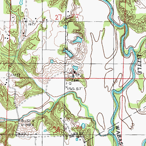 Topographic Map of Turner Cemetery, IL