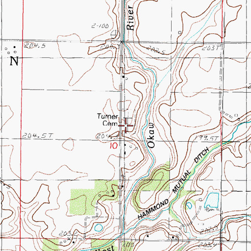 Topographic Map of Turner Cemetery, IL