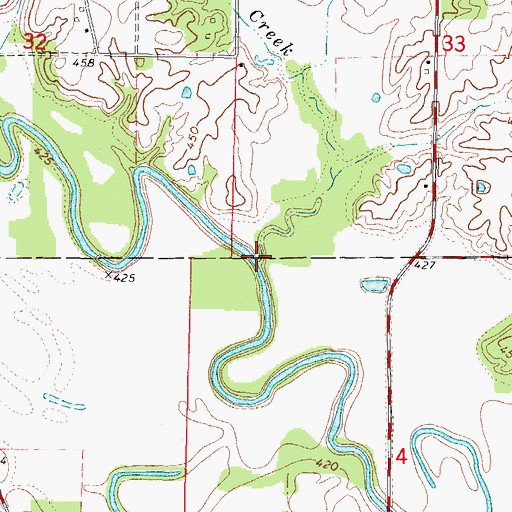 Topographic Map of Turner Creek, IL