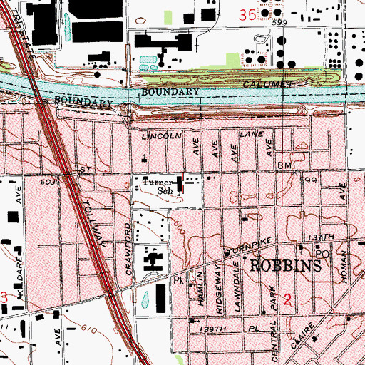 Topographic Map of Turner Elementary School, IL