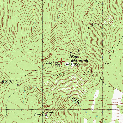 Topographic Map of Bear Mountain Lookout, AZ