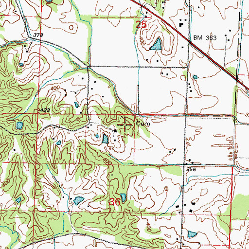 Topographic Map of Twente Cemetery, IL