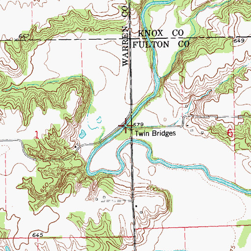 Topographic Map of Twin Bridges, IL