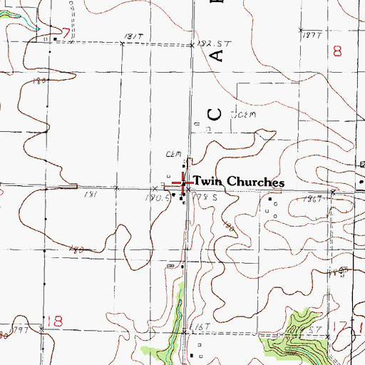 Topographic Map of Twin Churches, IL