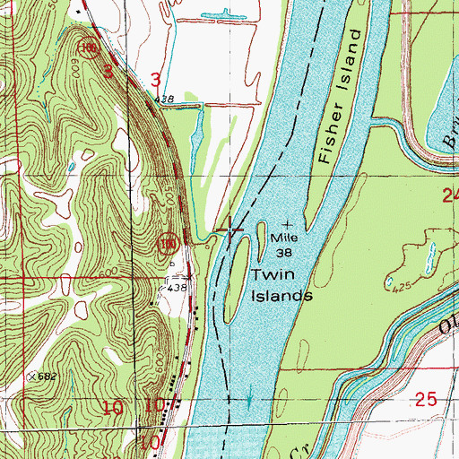 Topographic Map of Twin Islands, IL