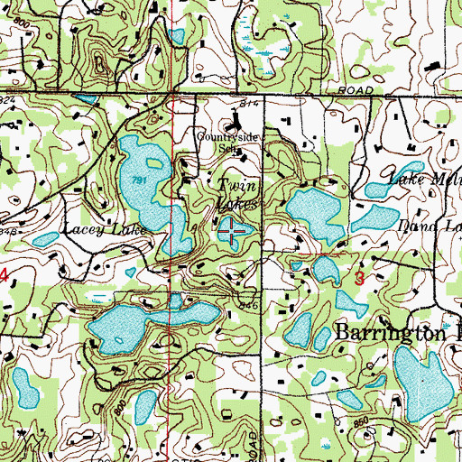 Topographic Map of Twin Lakes, IL