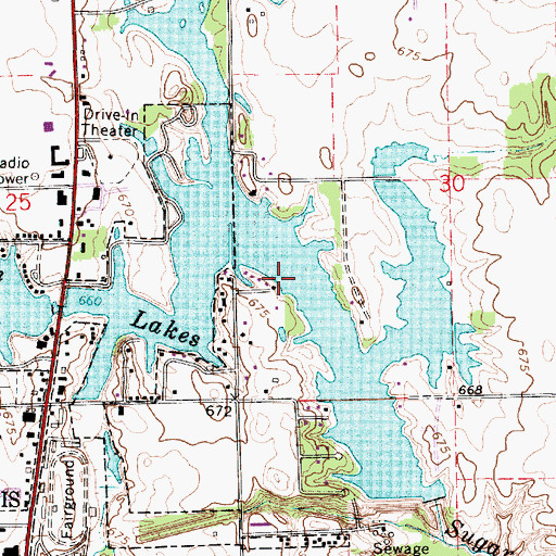 Topographic Map of Twin Lakes, IL