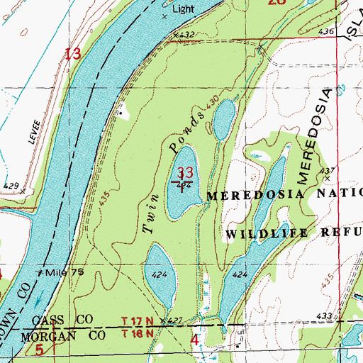 Topographic Map of Twin Ponds, IL