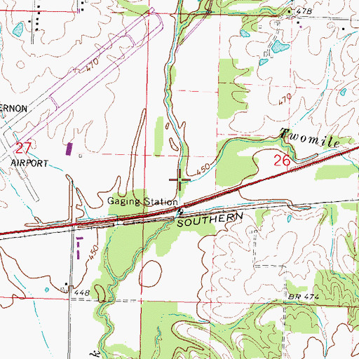 Topographic Map of Twomile Creek, IL