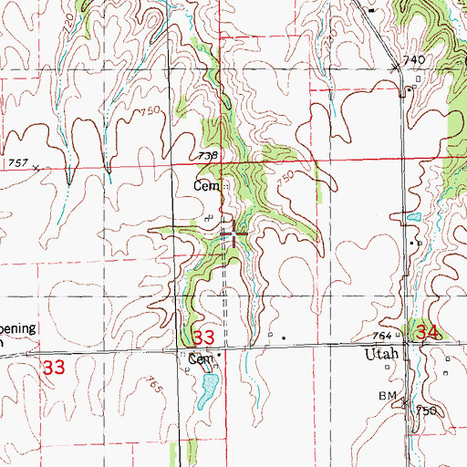 Topographic Map of Tylerville School (historical), IL