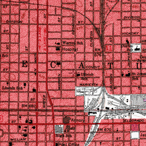 Topographic Map of Ullrich School, IL
