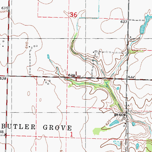 Topographic Map of Union Brick School, IL