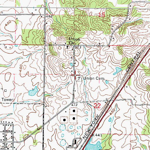 Topographic Map of Union Cemetery, IL