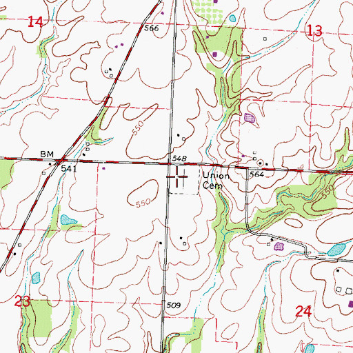 Topographic Map of Union Cemetery, IL