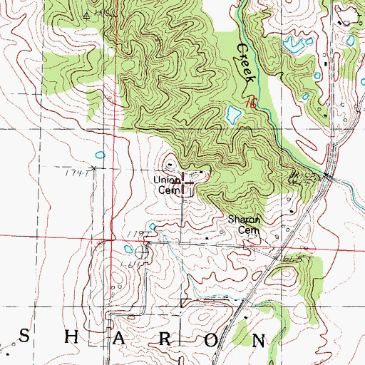 Topographic Map of Union Cemetery, IL