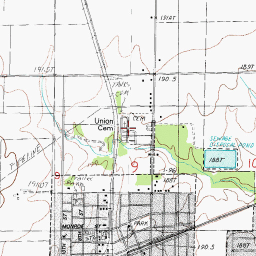 Topographic Map of Union Cemetery, IL