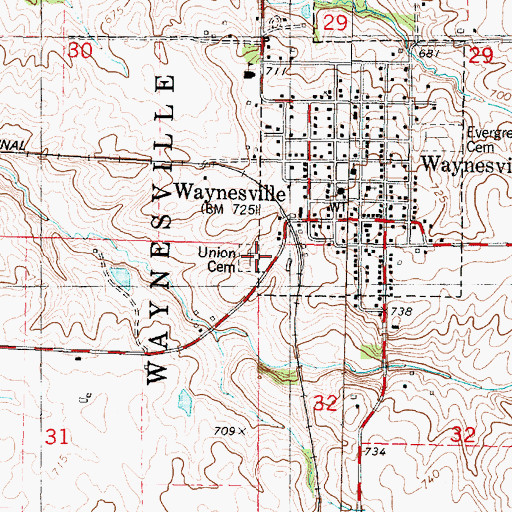 Topographic Map of Union Cemetery, IL