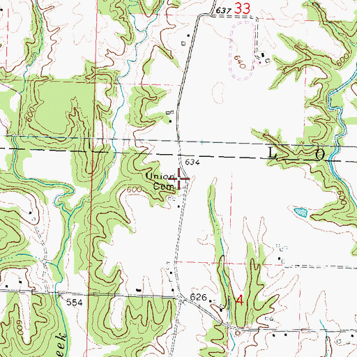 Topographic Map of Union Cemetery, IL