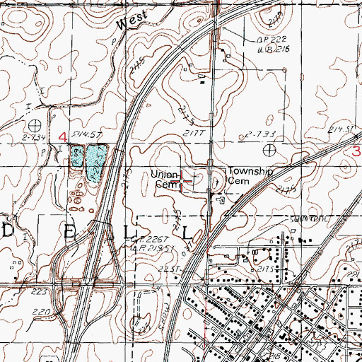Topographic Map of Union Cemetery, IL