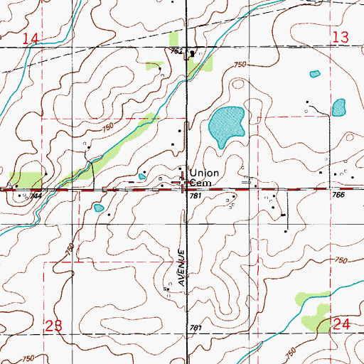 Topographic Map of Union Cemetery, IL