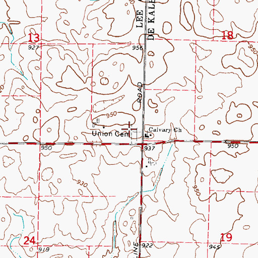 Topographic Map of Union Cemetery, IL