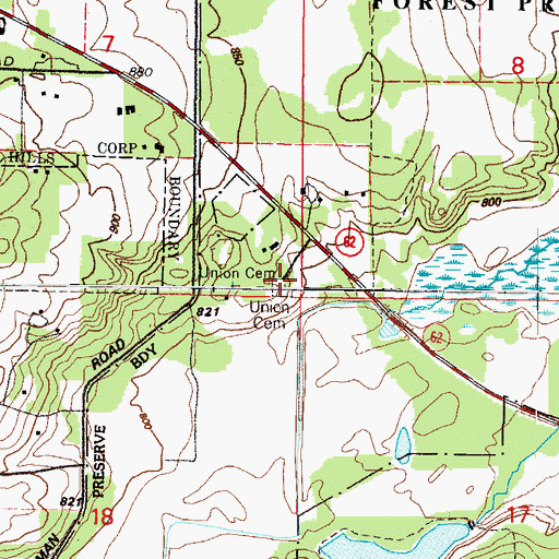 Topographic Map of Union Cemetery, IL