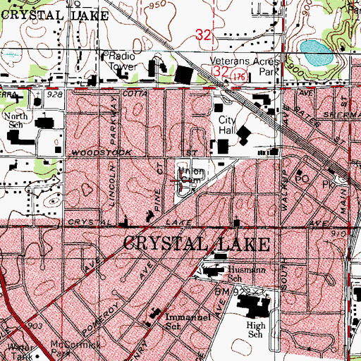 Topographic Map of Union Cemetery, IL