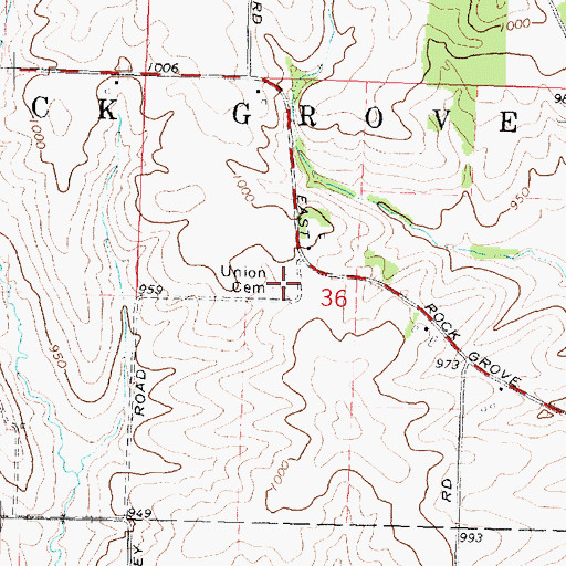 Topographic Map of Union Cemetery, IL