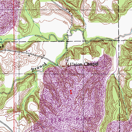 Topographic Map of Union Chapel, IL