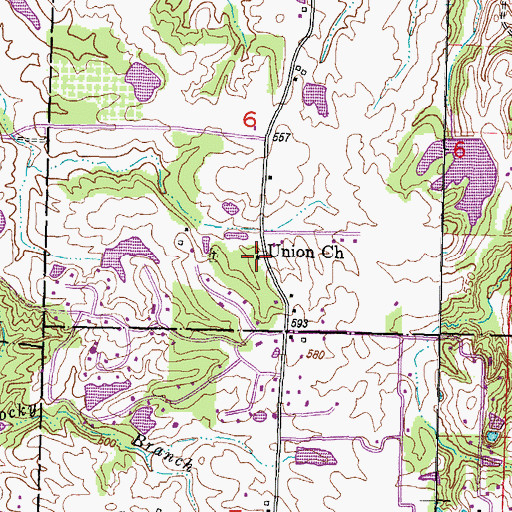 Topographic Map of Union Church, IL