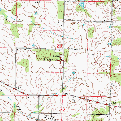 Topographic Map of Union Church, IL