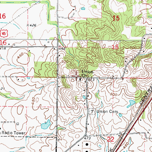Topographic Map of Union Church, IL