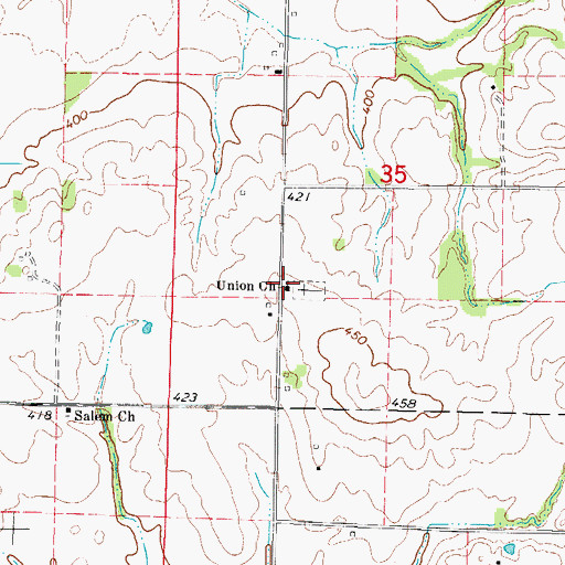 Topographic Map of Union Church, IL