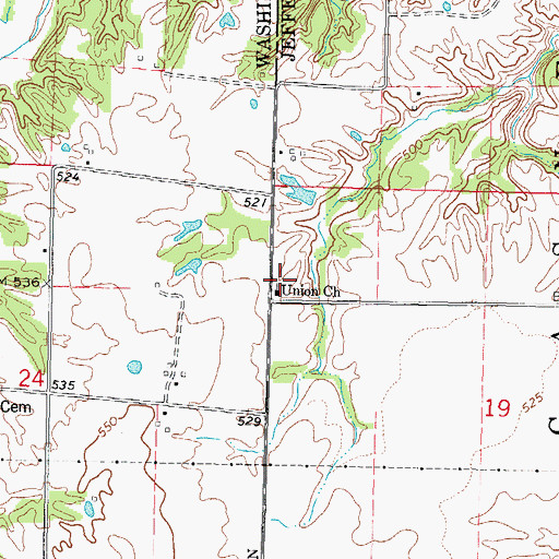 Topographic Map of Union Church, IL